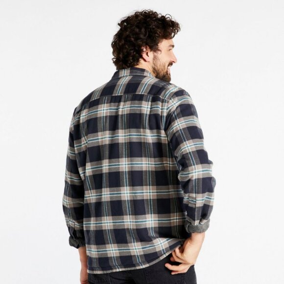 *NEW L.L. Bean Men's Fleece-Lined Flannel Shirt Jacket - Grey/Navy - Picture 2 of 8